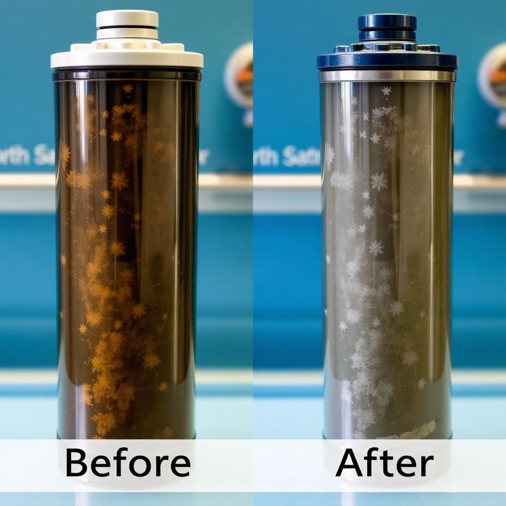 Membrane before and after biofilm cleaning